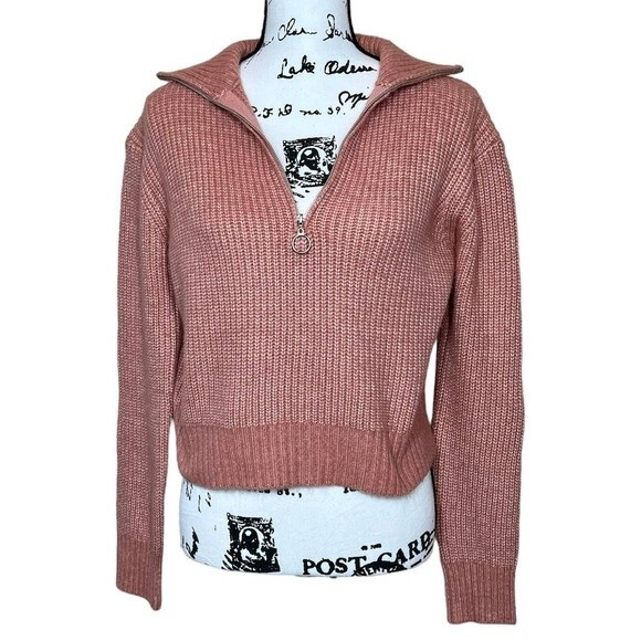 Jessica Simpson  rusty light coral sweater long sleeve half front zip size XS - Picture 1 of 16